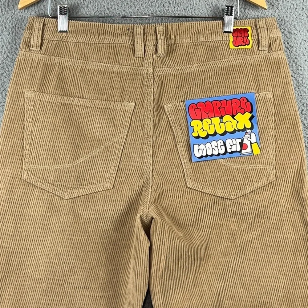 NWD Empyre Corduroy‎ Sk8 Pants Mens 34 Khaki Beige Loose Fit Cord Skater 34x30